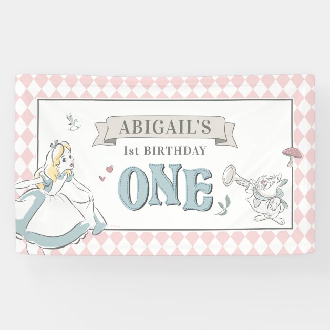 Alice in Wonderland Birthday  Banner (Horizontal)