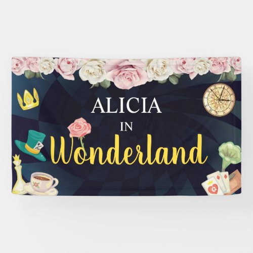 Alice in Wonderland Birthday Banner _ Girl Banner