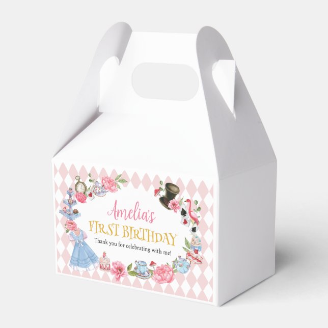 Alice in Wonderland Birthday Favor Box (Front Side)