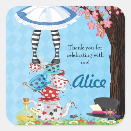 Alice In Wonderland Birthday Favor Stickers