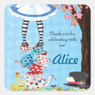 Alice in Wonderland Birthday Favor Stickers