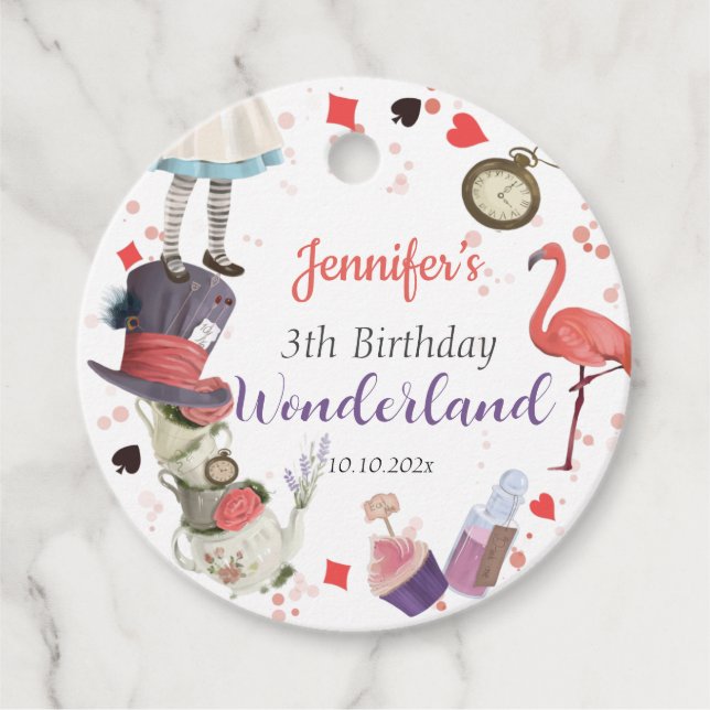 Alice in Wonderland Birthday  Favor Tags (Front)