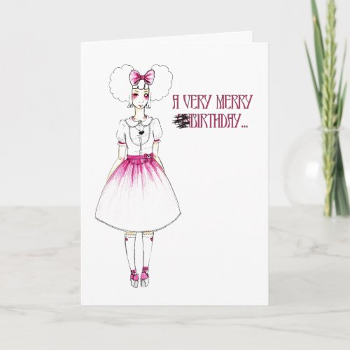 Alice in Wonderland Birthday Girl Cute Card