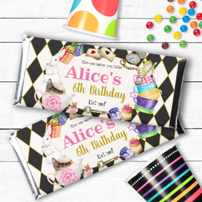 Alice in Wonderland Birthday  Hershey Bar Favors (Alice in Wonderland birthday favors Herhey's bar)