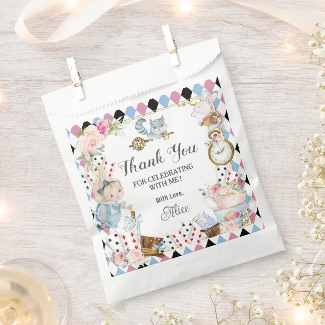 Alice in Wonderland Birthday High Tea Party  Favor Bag (Clipped)