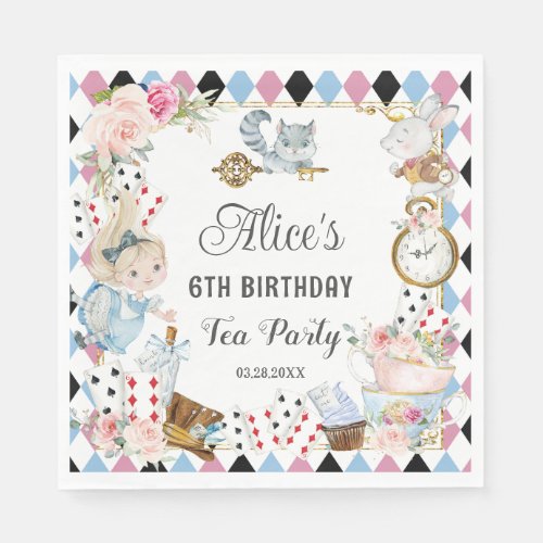 Alice in Wonderland Birthday High Tea Party  Napkins