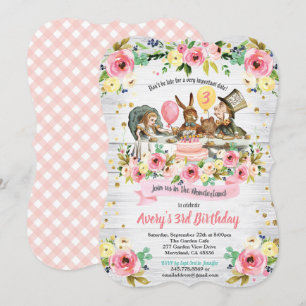 Alice in Wonderland birthday invitaion pink Invitation