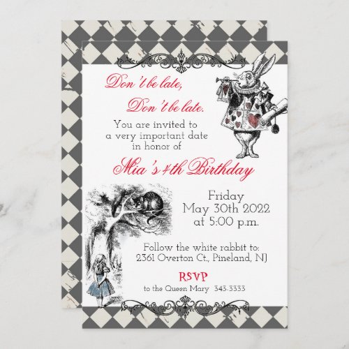 Alice in Wonderland Birthday Invitation