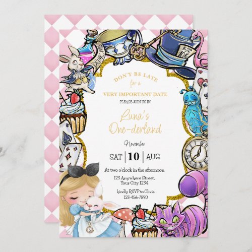 Alice in wonderland Birthday invitation