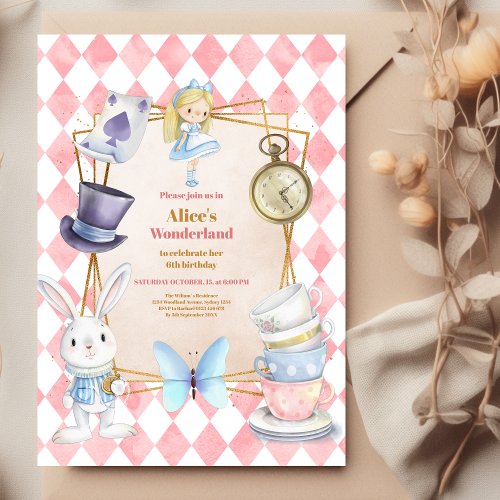  Alice in Wonderland  Birthday  Invitation