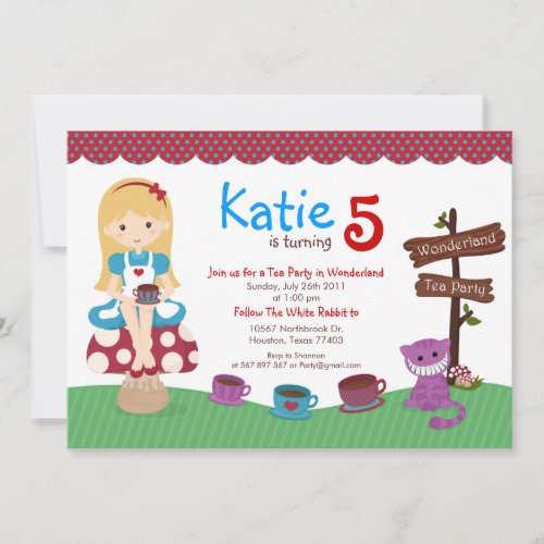 Alice in Wonderland Birthday Invitation