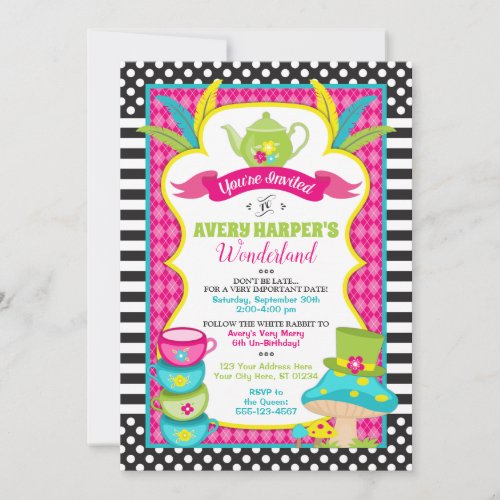 Alice in Wonderland Birthday Invitation