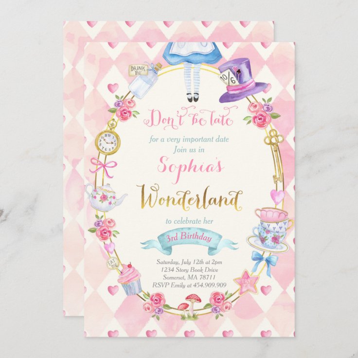 Alice In Wonderland Birthday Invitation Tea Party | Zazzle