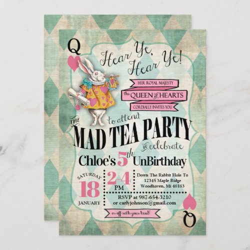 Alice in Wonderland Birthday Invitations