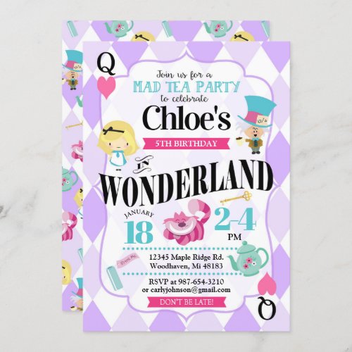 Alice in Wonderland Birthday Invitations