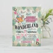 Alice in Wonderland Birthday Invitations (Standing Front)