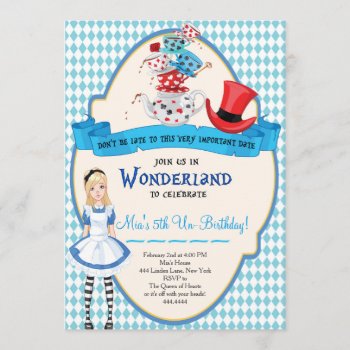 Alice In Wonderland Birthday Invitations by ThreeFoursDesign at Zazzle