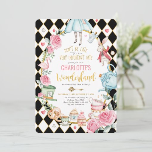 Alice in Wonderland Birthday Mad Hatter Tea Party Invitation | Zazzle