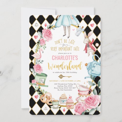 Alice in Wonderland Birthday Mad Hatter Tea Party Invitation