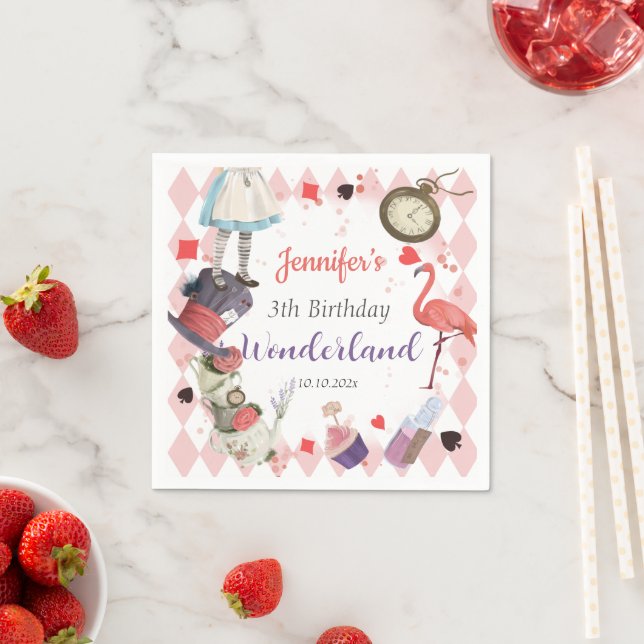 Alice in Wonderland Birthday   Napkins (Insitu)