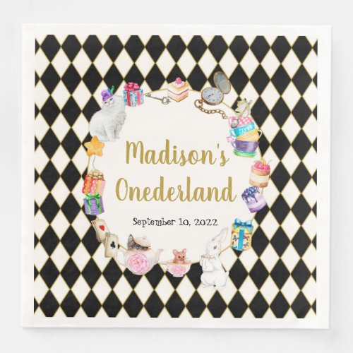 Alice in Wonderland Birthday Onederland Napkins