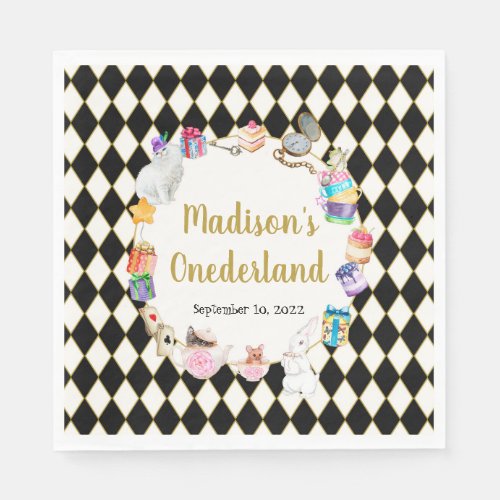 Alice in Wonderland Birthday Onederland Napkins