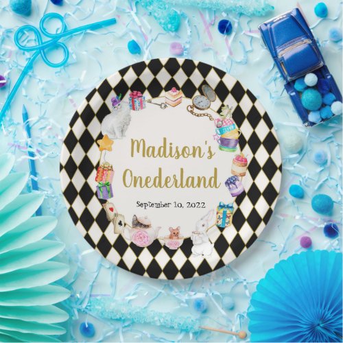 Alice in Wonderland Birthday Onederland  Paper Plates