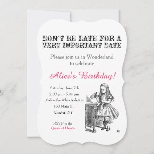 Alice in Wonderland birthday party custom vintage Invitation