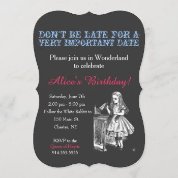 Alice In Wonderland Birthday Party Custom Vintage Invitation by iBella at Zazzle