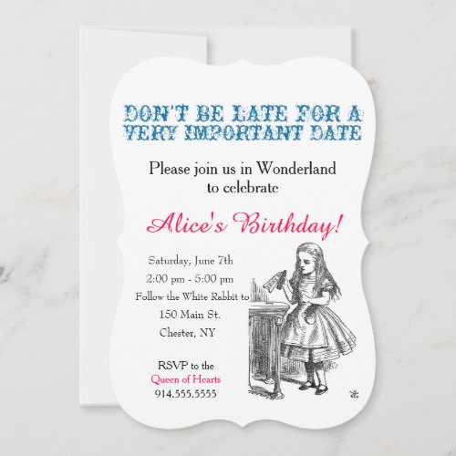 Alice in Wonderland birthday party custom vintage Invitation