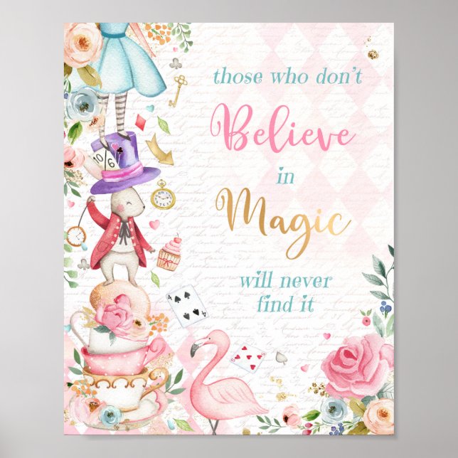 Alice In Wonderland Birthday Party Decoration Sign (Front)