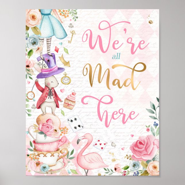 Alice In Wonderland Birthday Party Decoration Sign (Front)
