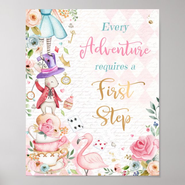 Alice In Wonderland Birthday Party Decoration Sign (Front)