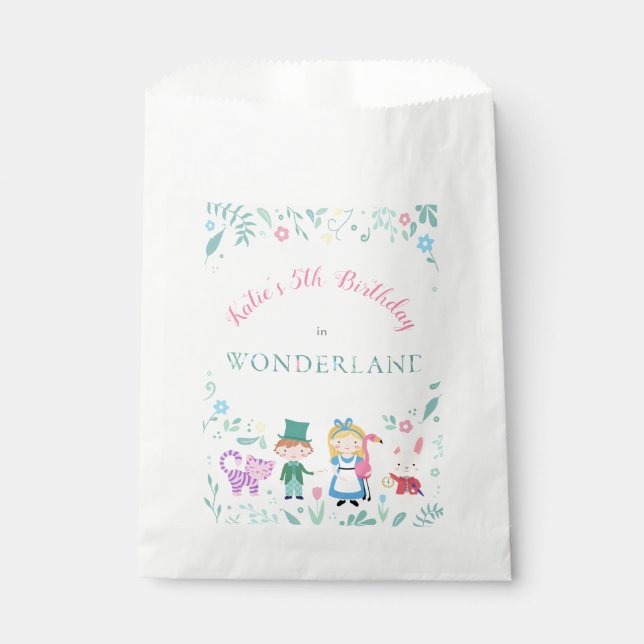 Alice in Wonderland Birthday Party Favor Bag (Front)