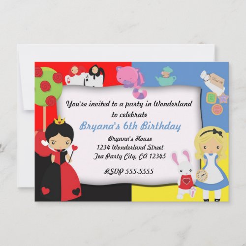 Alice in Wonderland Birthday Party Invitation