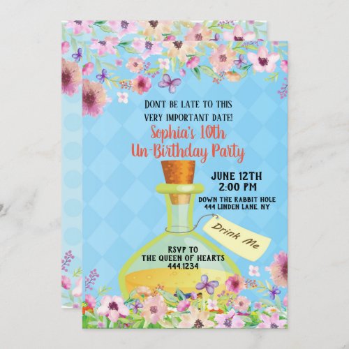 Alice in Wonderland Birthday Party Invitation