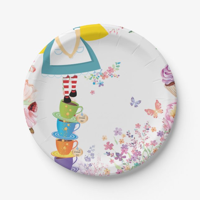 Alice in Wonderland Birthday Party plates (Front)