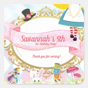 Alice in Wonderland Birthday Party Square Sticker
