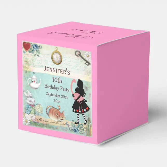 Alice in Wonderland Birthday Party Thank You Favor Boxes | Zazzle