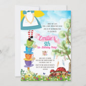 Alice in Wonderland Birthday Party Watercolor Invitation (Front)