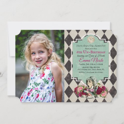 Alice in Wonderland Birthday Photo Invitation