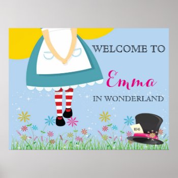 Alice In Wonderland Birthday Poster by ThreeFoursDesign at Zazzle
