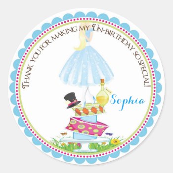 Alice In Wonderland Birthday Stickers by ThreeFoursDesign at Zazzle