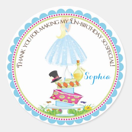 Alice In Wonderland Birthday Stickers