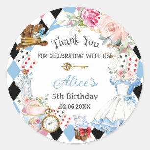 Alice in Wonderland Birthday Tea Party  Classic Round Sticker