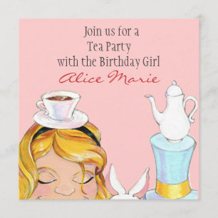 Alice In Wonderland Birthday Tea Party Invite