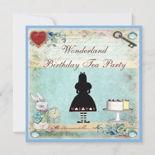 Alice in Wonderland Birthday Tea Party Invites