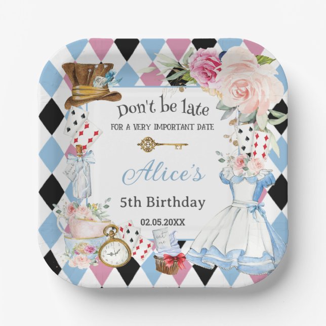 Alice in Wonderland Birthday Tea Party  Paper Plates (Front)