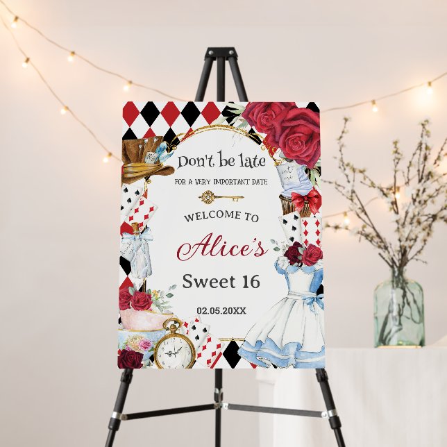 Alice in Wonderland Birthday Tea Party Welcome Foam Board (In Situ (Stand))