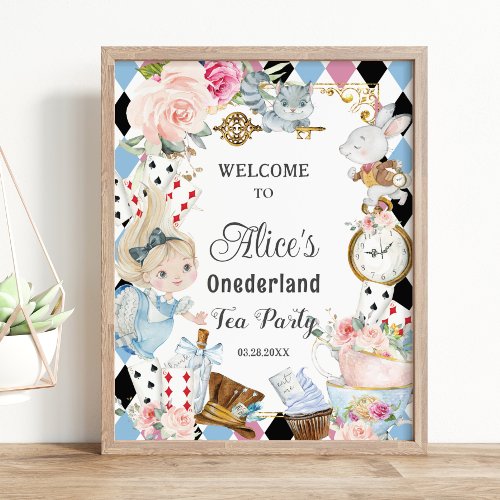 Alice in Wonderland Birthday Tea Party Welcome Poster